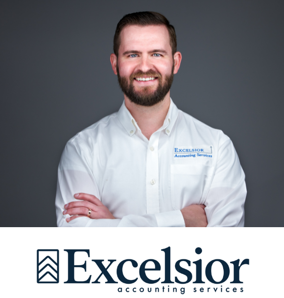 Nathan Musgrove smiling and Excelsior Accounting Services logo